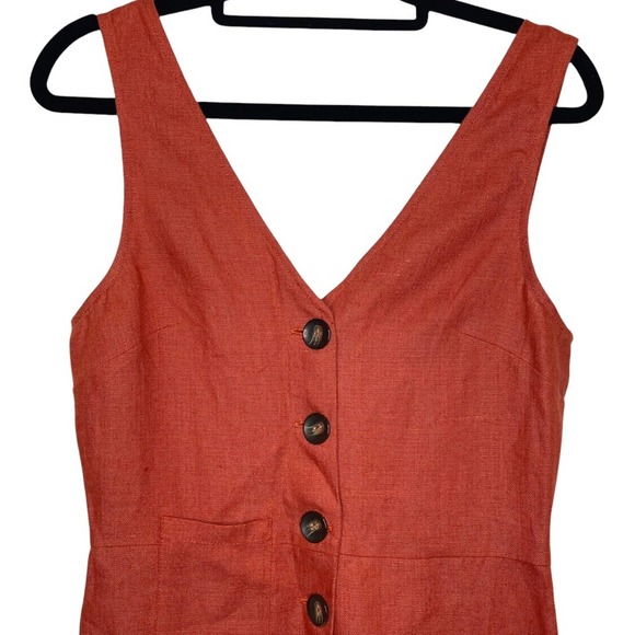 Paloma Wool Rust Orange Light Coaba Alana Linen Button Front Jumpsuit - 36/US 4 - Picture 7 of 8